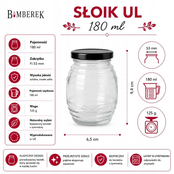 Glaskrukke 180ml dekorative krukker til honningmarmelade, gave gør-det-selv, sæt med 5 stk.