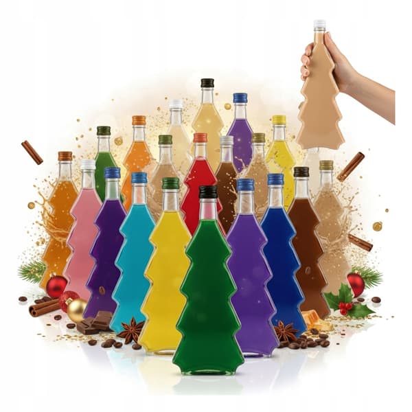 24x Julgransglasflaskor 500ml som present, Likör, Tinktur, Vin för högtiderna