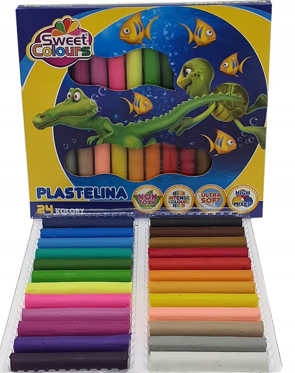 Rund blød plasticine, giftfri, 24 farver