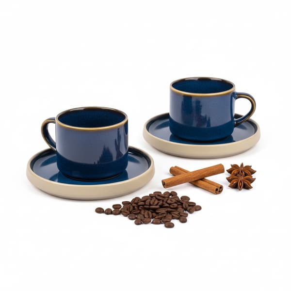 KOPPER MED UNDERKOPPER TIL KAFFE- OG TESERVICE 200 ml GARNET Ø 8,5 CM