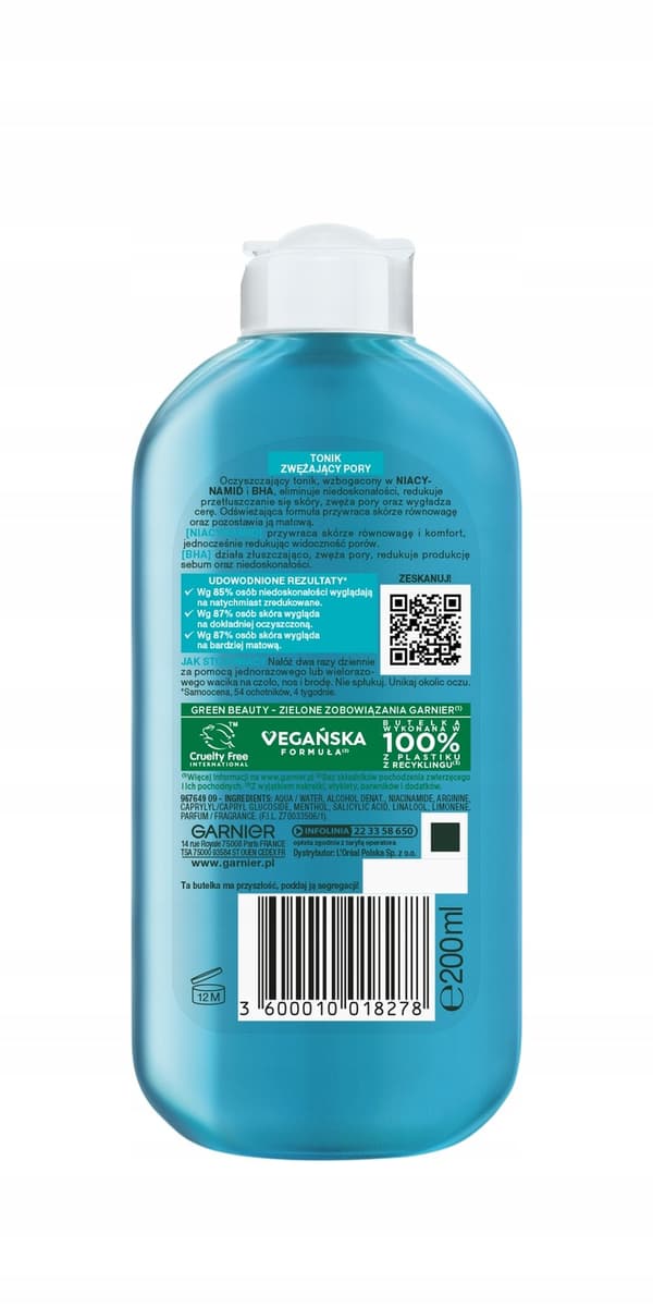 Garnier Pure Skin Mattifying Toner, Poreopstrammende, 200 ml