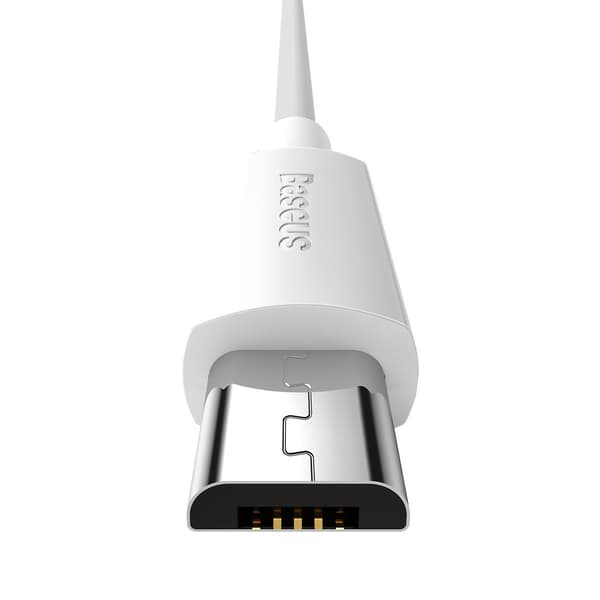 Baseus Simple Wisdom mikro-USB til USB-kabel, 2.1A, 1.5m (hvid) 2 stk.