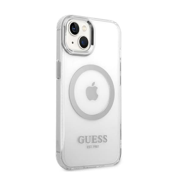 Guess Metal Outline MagSafe - iPhone 14 cover (klar / sølv)