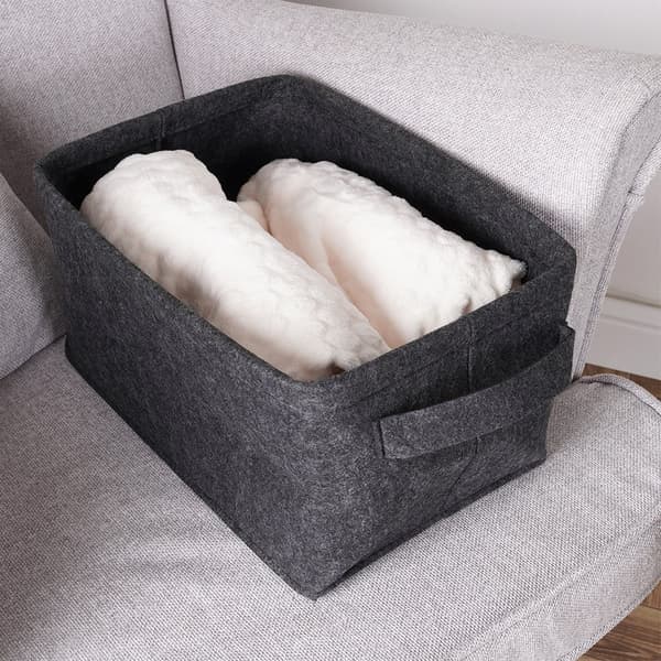 Foldbar filtkurv til opbevaring sort 36x27x20 cm