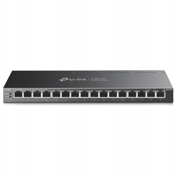 TP-LINK TL-SG116P Switch, 16 Gigabit Ethernet-porte, Sort
