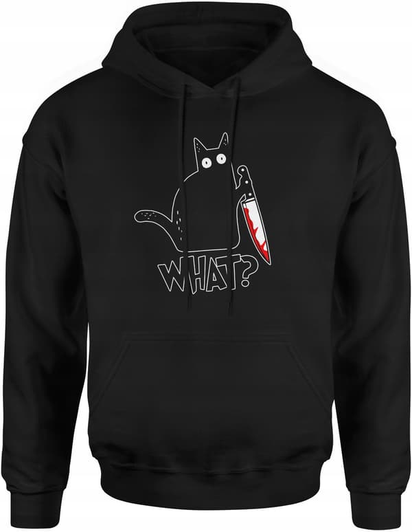 KATTE-SWEATSHIRT MED KATTEPRINT STØRRELSE M HERRETRÆNINGSDRAG MED HÆTTETÆTT
