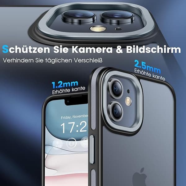 PuyaTeya iPhone 11 Stødsikkert Etui Gennemsigtig Sort/Grå