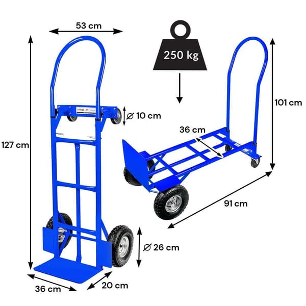 Mega-M 2-i-1 Miller lagervogn, blå, 250 kg, N-karton
