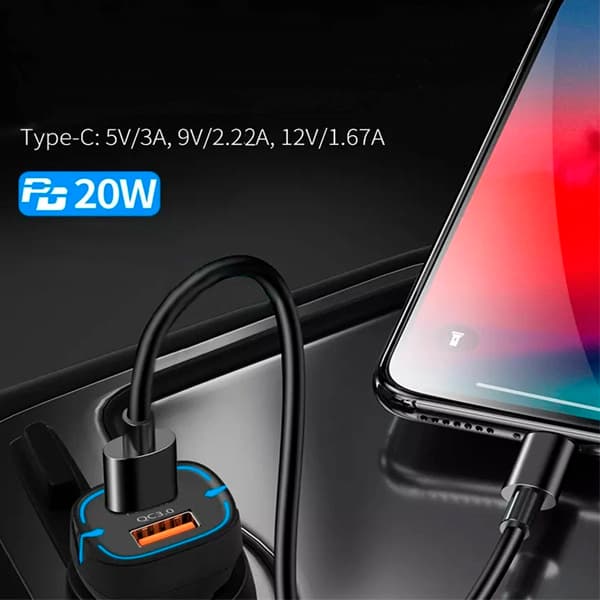 Billader hurtig opladning USB-A USB-C 38W