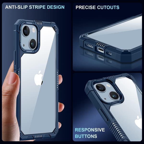 APPLE IPHONE 14 PLUS ETUI BLÅ RAMME HÆRDET GLAS KAMERA