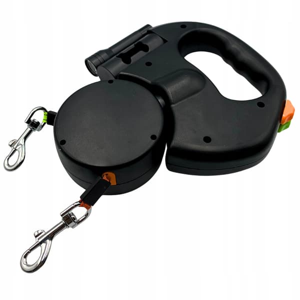 3M Dobbelt Automatisk Snor til To Hunde med Lommelygte Solid Tape