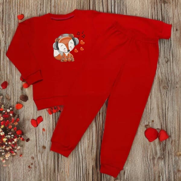 BØRNEPYJAMAS 104 TIL PIGER 100% BOMULD RED FOX