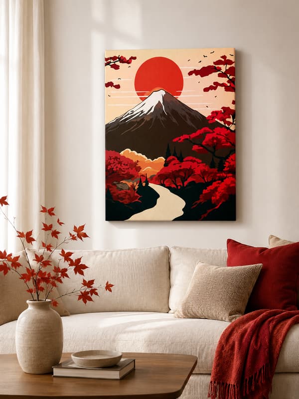 MALING EFTER TAL MED RAMME Billeder til maleri - Fuji-bjerget 40x50 cm