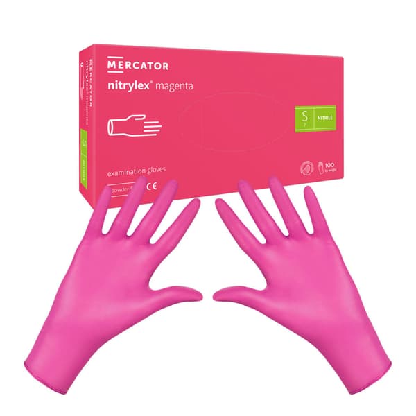 Nitrilhandskar S rosa Mercator Nitrylex Magenta 100 stycken