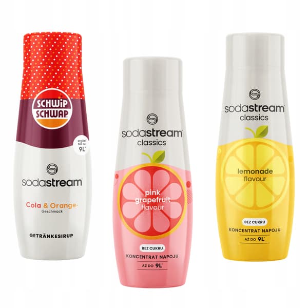 Set med 3 Sodastream Schwip Schwap-koncentrat + GrapeFruit + Lemonad