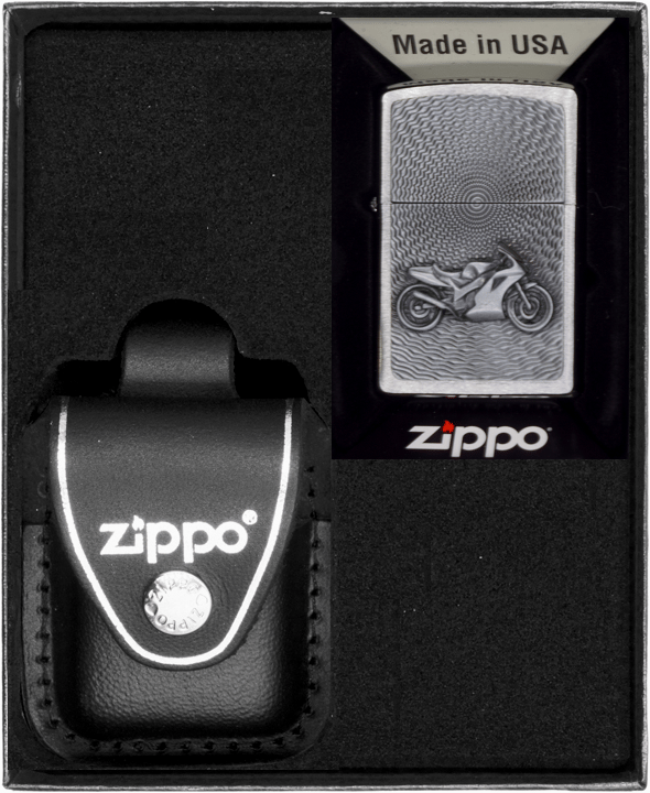 Zippo Lighter Sæt Motorcykel Emblem Gave Nr. 3