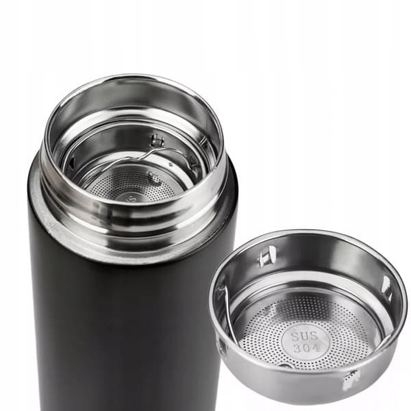 Vi anbefaler - Termokande med kopper 500 ml sort termokrus i rustfrit stål
