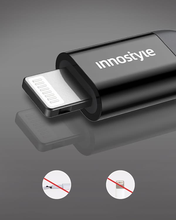 INNOSTYLE POWERFLEX USB-C LIGHTNING MFI HURTIGOPLADNINGSKABEL TIL IPHONE KEVLAR 2M SORT