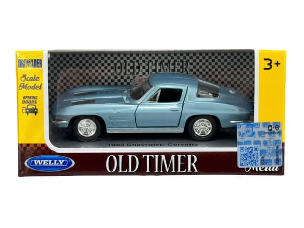 WELLY OLD TIMER 1963 CHEVROLET CORVETTE C2 BLÅ 1:34 43733