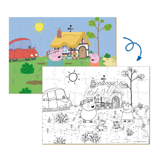 Peppa Pig 2-i-1 pussel 60 bitar och målarsida