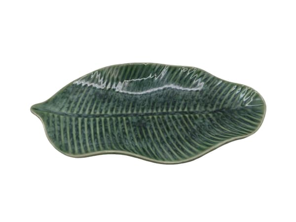 KERAMISKT FAT HERBE 33 CM BANANLAV GRÖNT FÖR SERVERING