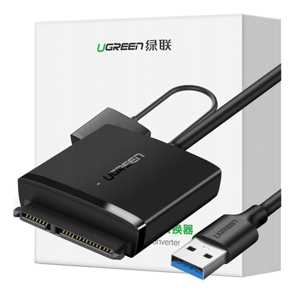 Ugreen CM257 SATA-adapter til 2,5'' / 3,5'' USB-A 5Gb/s-drev - sort