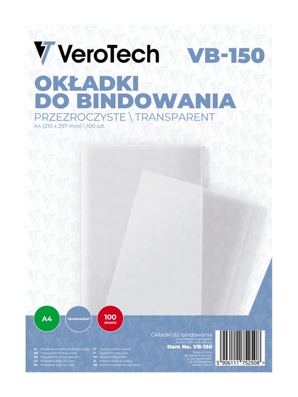 Verotech VB-150 transparente frontbindbetræk 100 stk.