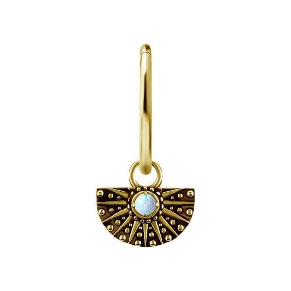 Berlocker - CoCr NF - genombrutna med vit opal - guld - D-088
