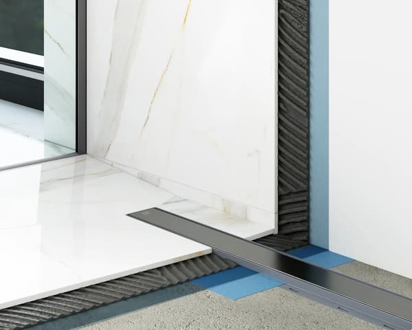 SORT MAT LINEÆRT AFLØB | 360° SIFON | 61 l/min | 60 cm