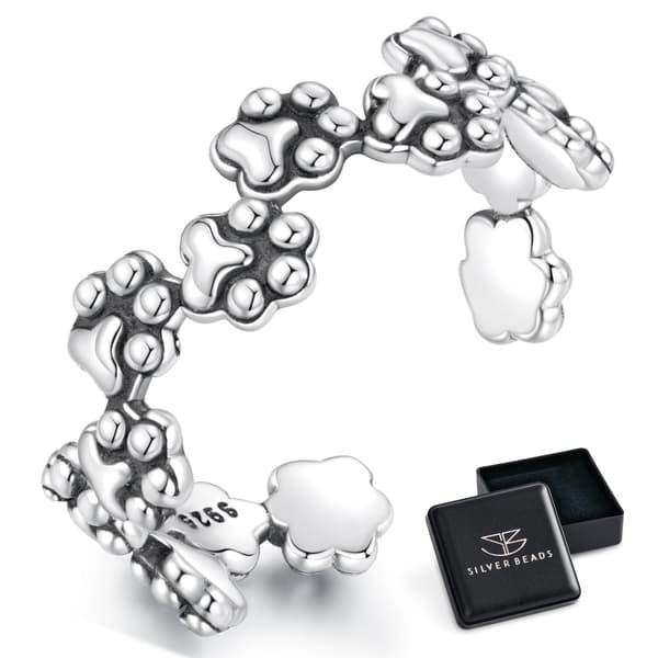 Justerbar silverring med HUNDTASSA, 925 silver