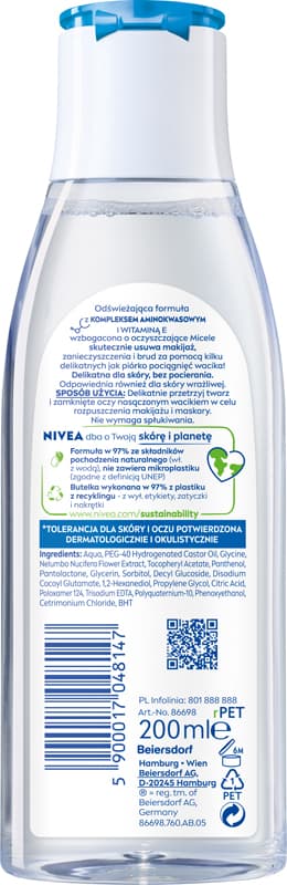 NIVEA plejefluid micellar normal og blandet hud 200 ml