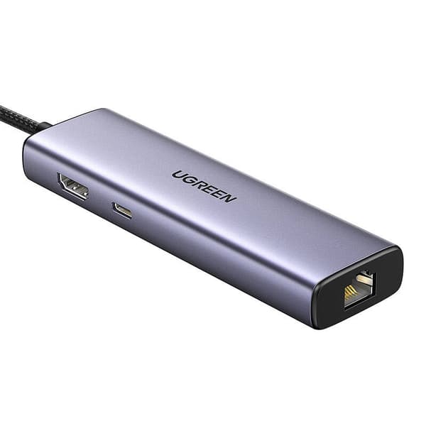 Adapter 6w1 UGREEN CM512 USB-C til 3x USB A 3.0, HDMI, RJ45, PD-konverter