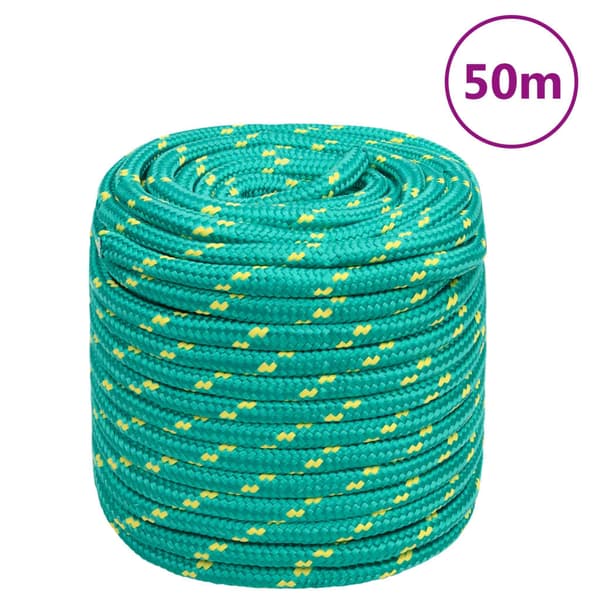 vidaXL Segelrep, Grönt, 16 mm, 50 m, Polypropylen