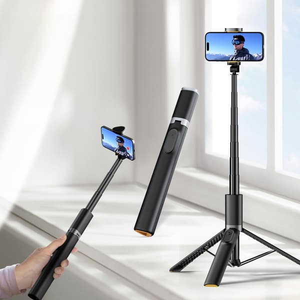 TECH-PROTECT L08S BLUETOOTH-SELFIE-KEPPU JA JALUSTA MUSTA