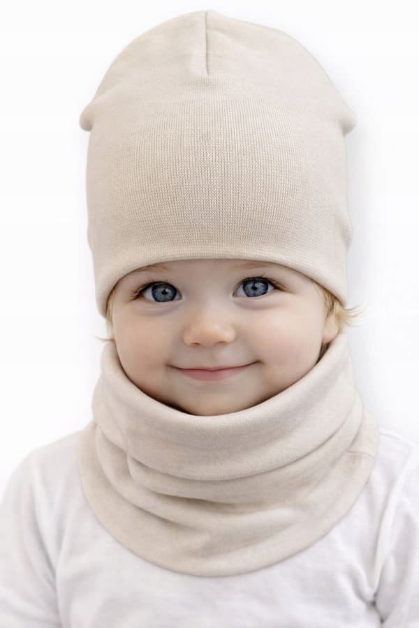 Set MÖSSA + HALSDUK 56-68 babyset 34/38 VÅRBEIGE