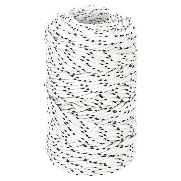 vidaXL Flätad segelrep, vit, 2 mm x 500 m, polyester