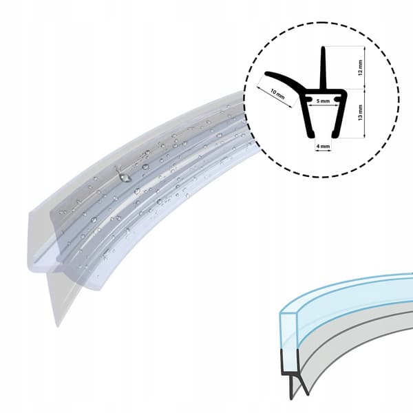 Undre packning för halvcirkulär duschhyttdörr båge DK13 5mm 60cm