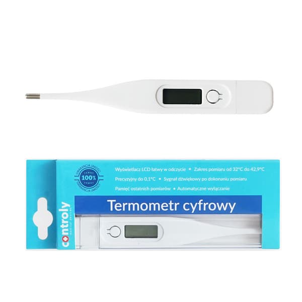 Elektronisk digitalt termometer hvid LCD 1 stk.