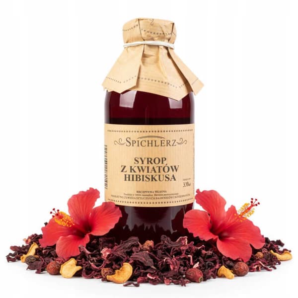 Hibiscusblomst sirup til te, drinks og lemonader, naturlig 330ml