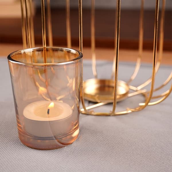 Metal lanterne til lys guld 21,5 cm