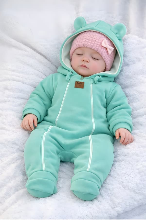 Babyjumpsuit 68 med TVÅ DRAGKEDJOR övergångs VÅR HÖST MINT