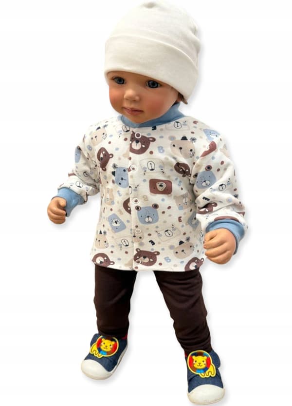 Kaftan kaftanik 74 babybluse med opretstående krave og bamseprint