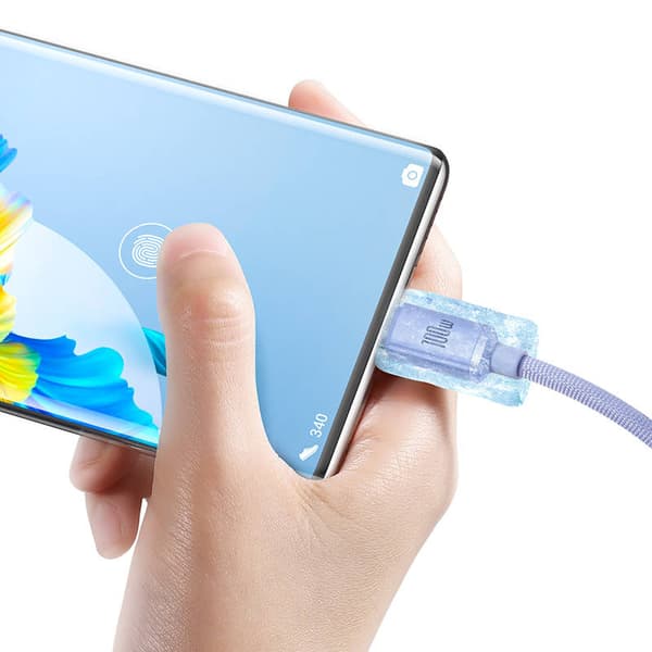 Baseus Crystal Shine USB till USB-C-kabel, 100W, 2m (Lila)