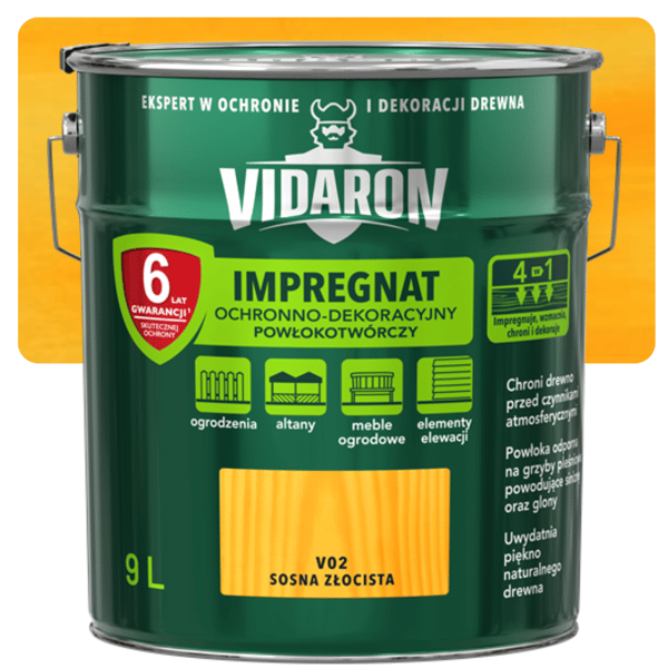 VIDARON FILMBILDANDE TRÄIMPREGNERING GOLDEN PINE V02 9L N