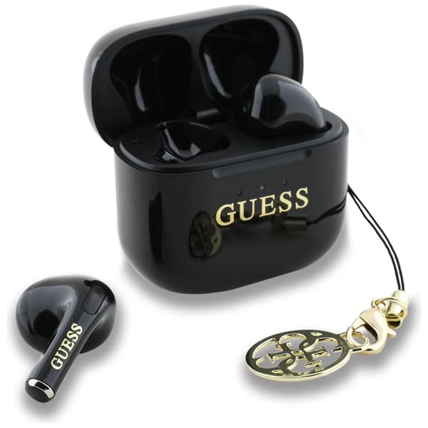Guess Glossy Effect Printed Classic Logo & Charm TWS Hovedtelefoner Sorte