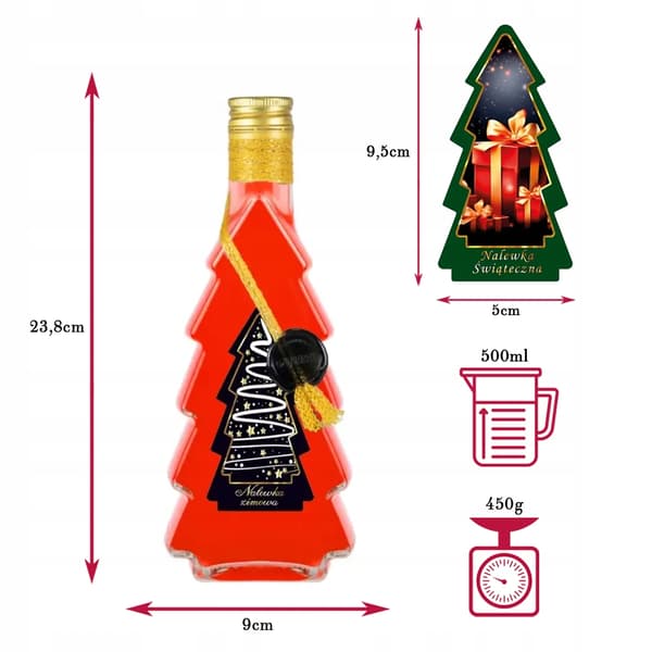 5x juletræsflasker 500ml dekorerede juleflasker til julelikørvin