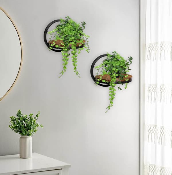 Musta metallinen seinäkukkateline Ebro Rustic loft