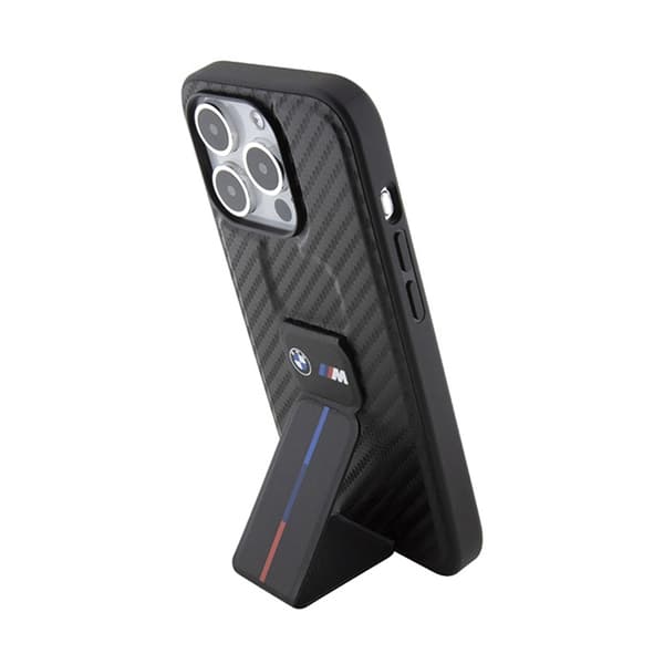 BMW Grip Stand Smooth & Carbon - iPhone 15 Pro -kotelo (musta)