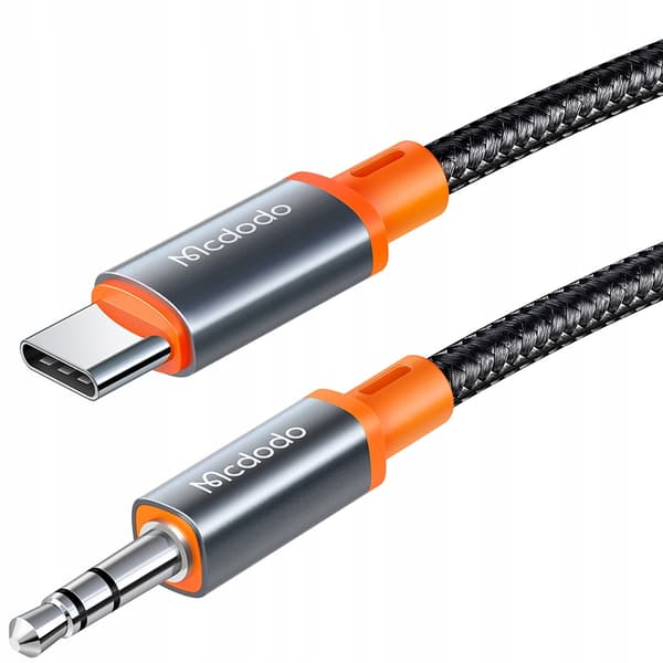 MCDODO USB C AUX-KABELADAPTER MINI JACK 3.5 FÖR SAMSUNG DAC FJÄDERSPOLE 2M