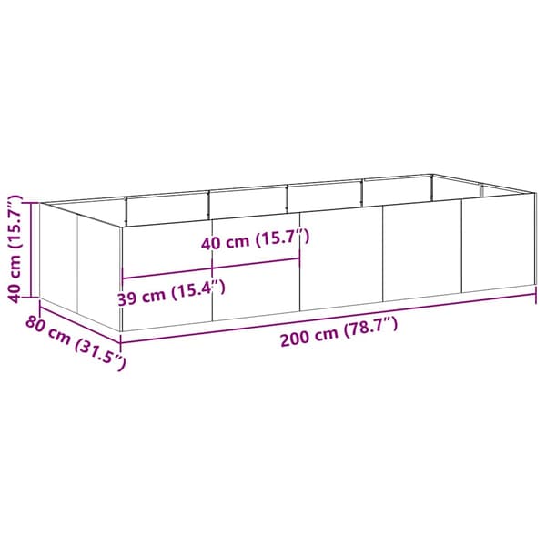 vidaXL urtepotte 200x80x40 cm rustfrit stål